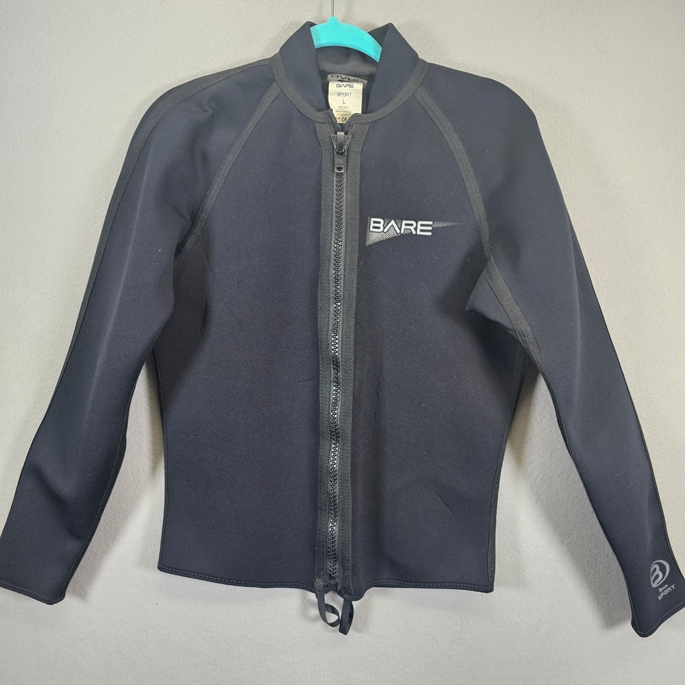 Bare Sport 3mm Neoprene Wetsuit Jacket Mens Large Black Full Zip Long Sleeve Top